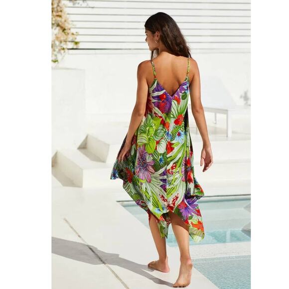 New Anthropologie Flowy Floral Mini Dress COVER-UP $98 Botanical XS/S - Picture 4 of 4